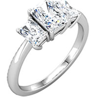 Item # S127664AW - 3 Diamond Ring Emerald Cut