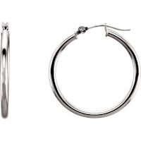 Item # S25948W - 14Kt White Gold Hoop Earrings