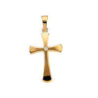 Item # S46965 - 14Kt Yellow Gold Diamond Cross Pendant