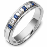 Item # S47243W - Blue Sapphire and Diamond Wedding Band
