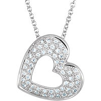 Item # S75631W - 14Kt White Gold Heart Diamond Pendant