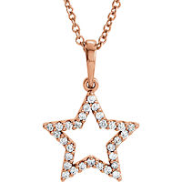 Item # S90097R - 14Kt Rose Gold Star Diamond Pendant