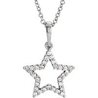 Item # S90097W - 14Kt White Gold Star Diamond Pendant