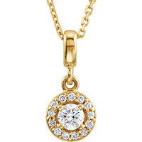 Item # S90981 - 14Kt Yellow Gold Halo Necklace