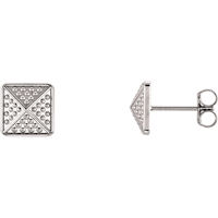 Item # S91565W - 14Kt White Gold Pyramid Earrings