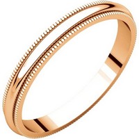 Item # T123841RE - 18K Rose Gold 2.5mm Milgrain Comfort Fit Plain Wedding Band