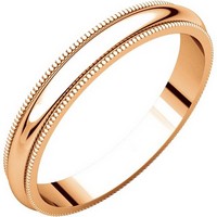 Item # T123851RE - 18K Rose Gold 3mm Milgrain Edge Comfort Fit Wedding Band