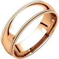 Item # TD123886R - 14K Rose Gold 6mm Double Milgrain Comfort Fit Wedding Band