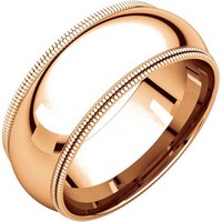 Item # TD123898R - 14K Rose Gold 8mm Double Milgrain Wedding Band