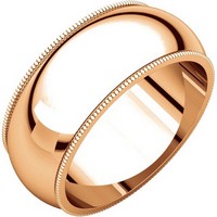 Item # TX1238910RE - 18K RoseGold Wedding Band Milgrain 10mm